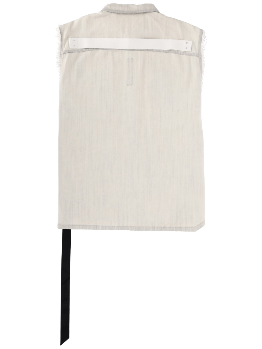 Rick Owens DRKSHDW Sl Tommy Sleeveless Frayed Jacket Wit