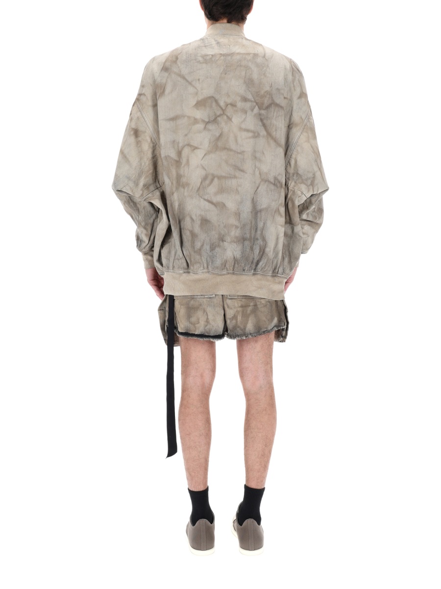 Rick Owens DRKSHDW Jumbo Flight Washed Distressed Bomber Jacket Roze