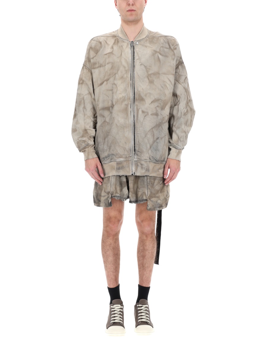 Rick Owens DRKSHDW Jumbo Flight Washed Distressed Bomber Jacket Roze