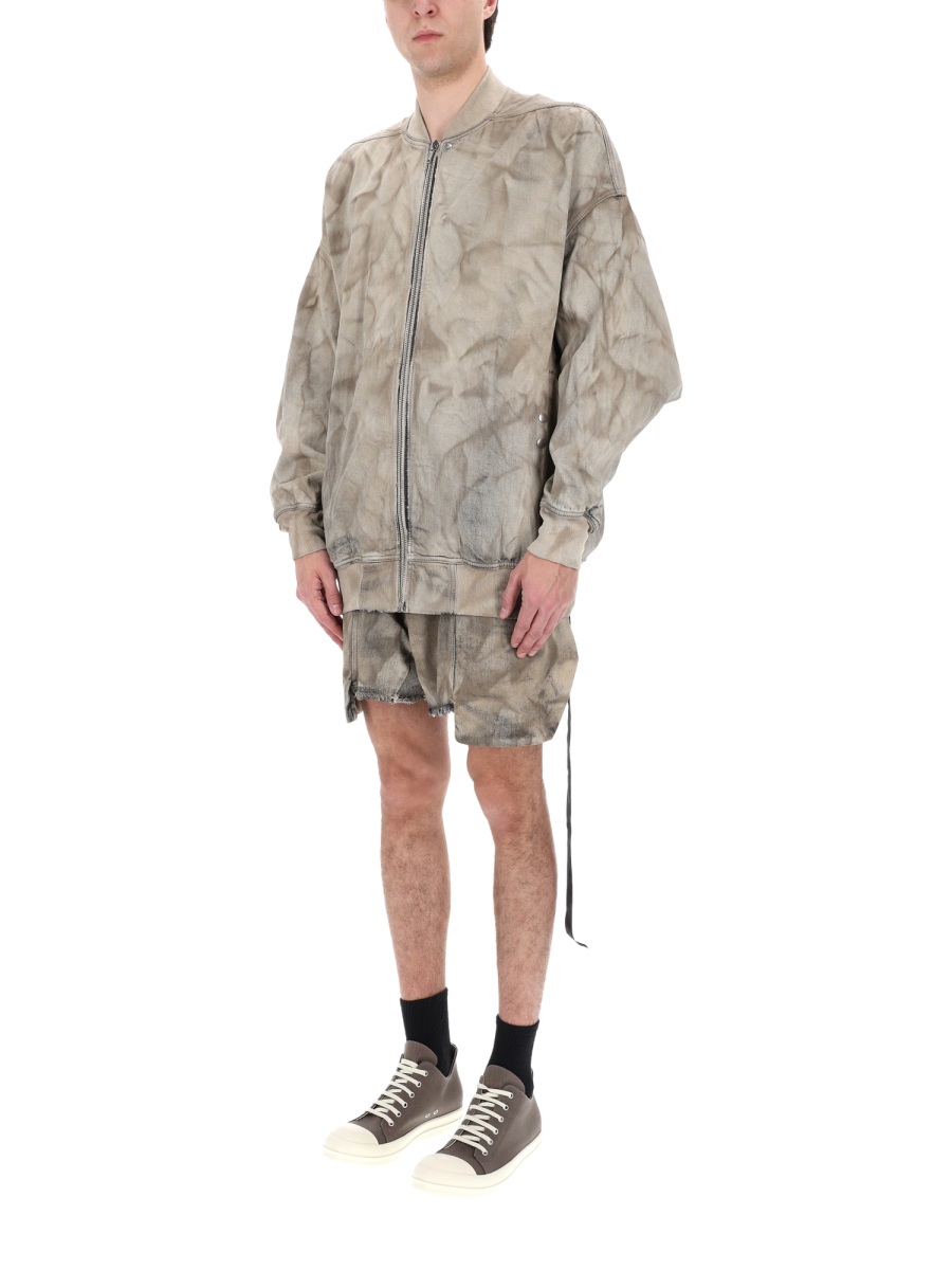 Rick Owens DRKSHDW Jumbo Flight Washed Distressed Bomber Jacket Roze