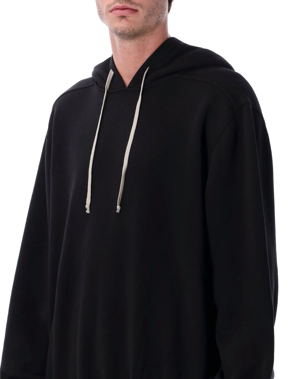 Rick Owens DRKSHDW Oversized Black Cotton Hooded Sweatshirt Zwart