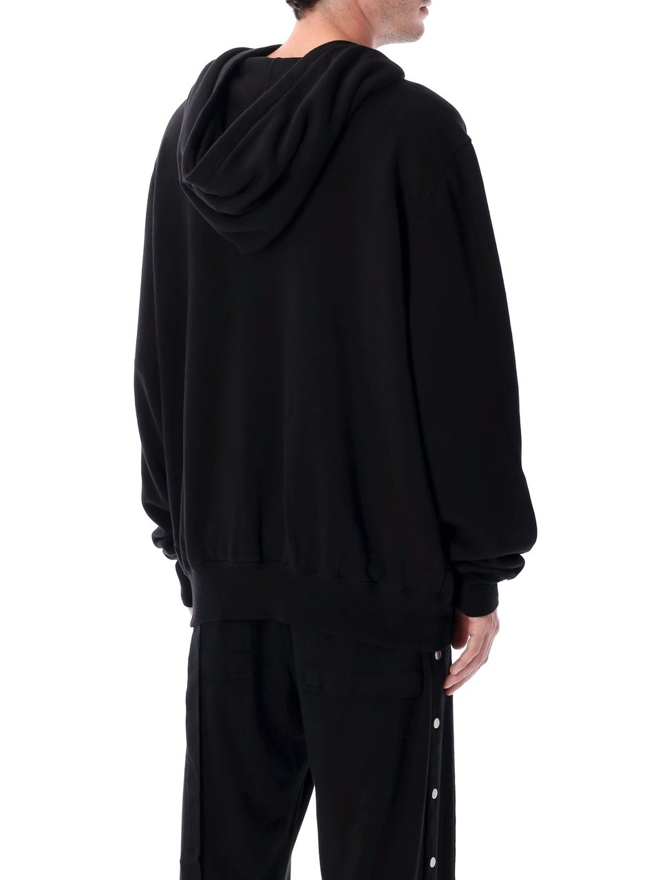 Rick Owens DRKSHDW Oversized Black Cotton Hooded Sweatshirt Zwart