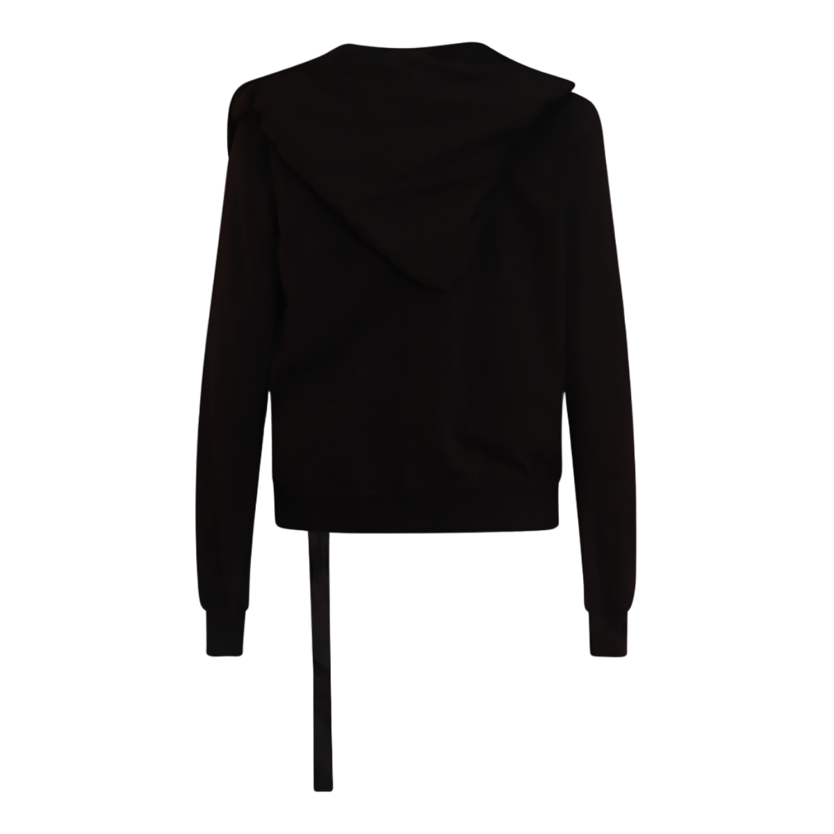 Rick Owens DRKSHDW Asymmetrical Collar Black Knit Sweater with Hood Zwart