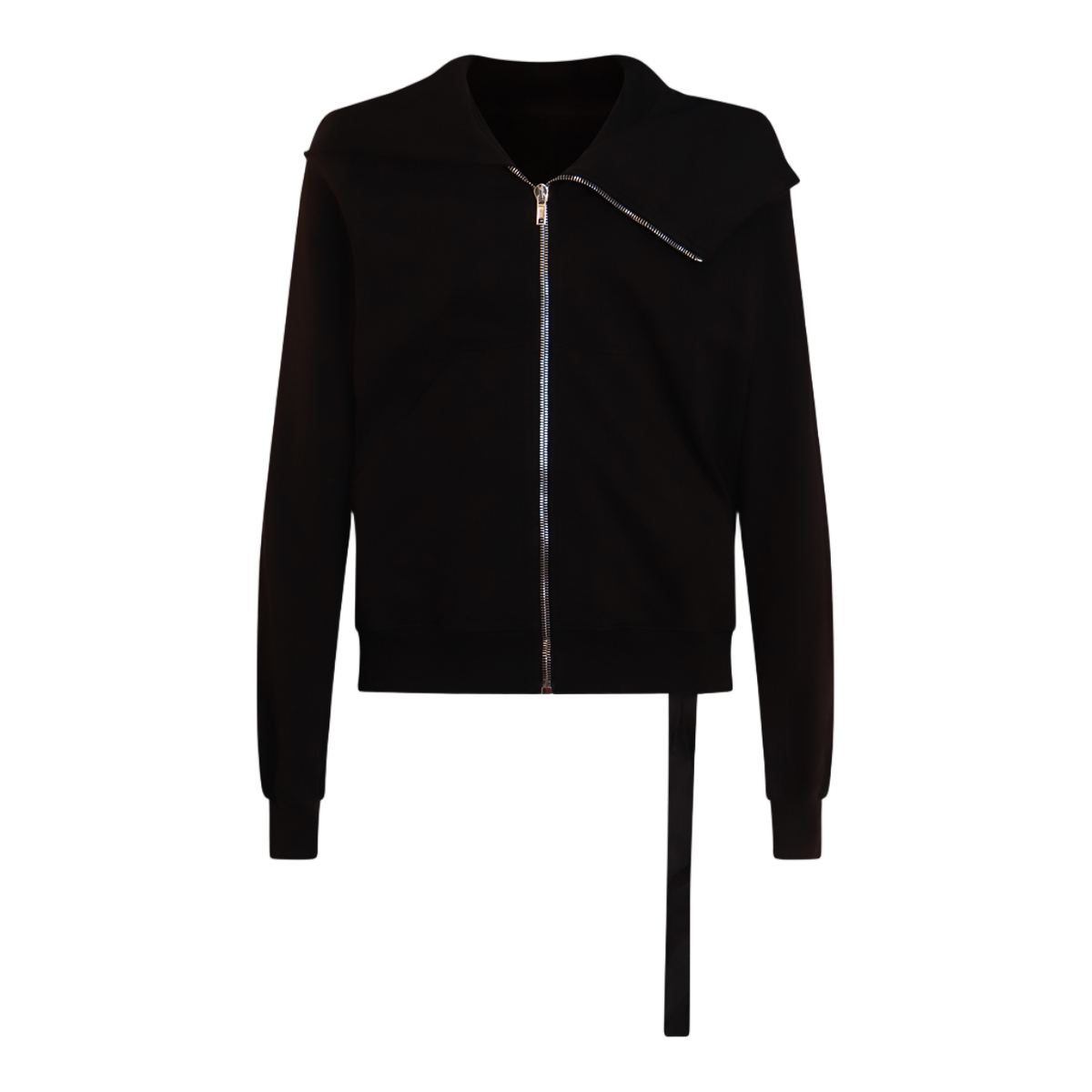 Rick Owens DRKSHDW Asymmetrical Collar Black Knit Sweater with Hood Zwart