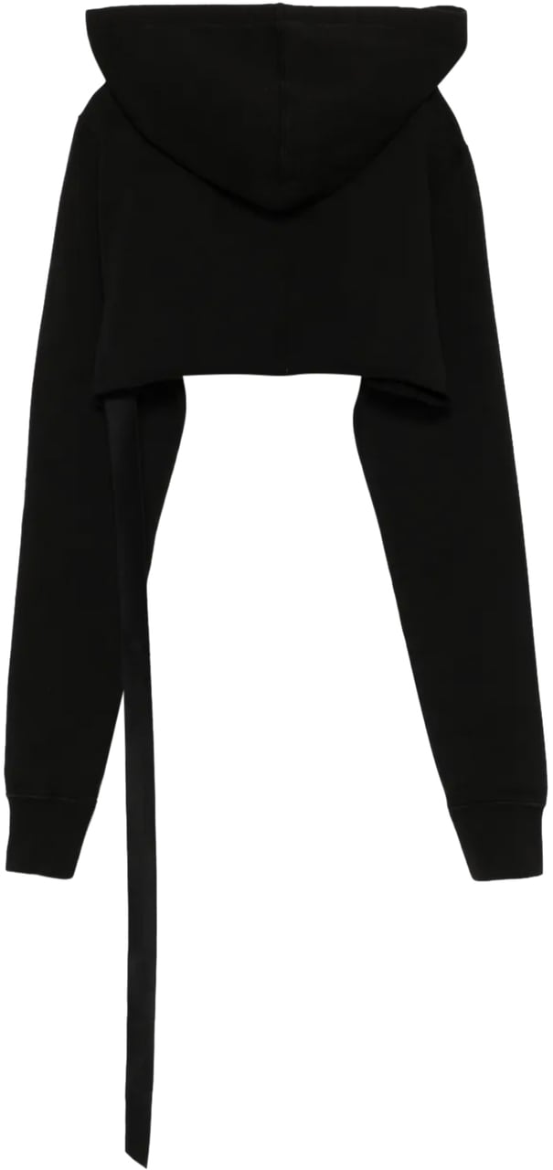 Rick Owens Felpa Cropped Hoodie Black/milk Zwart