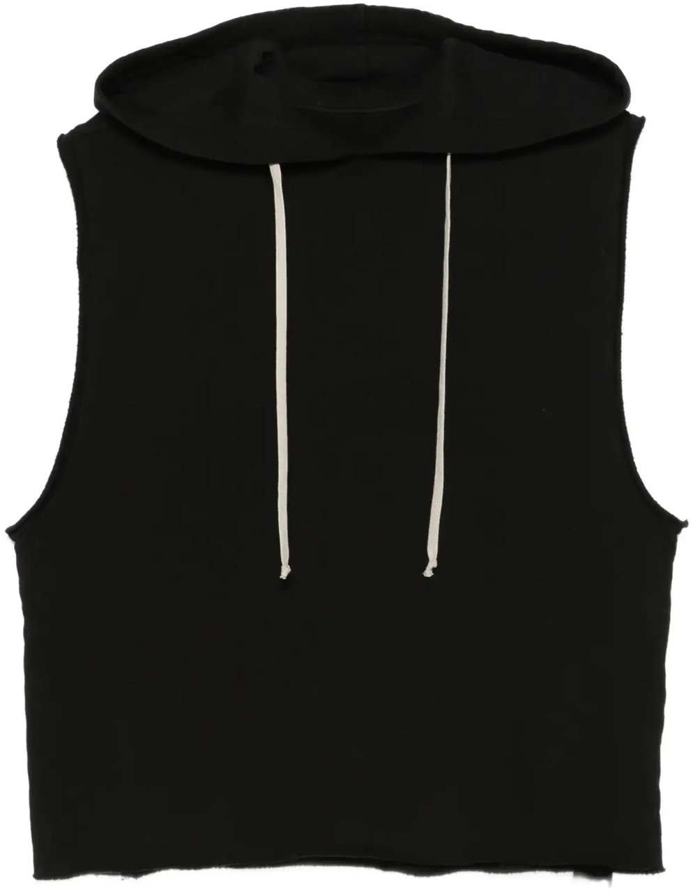 Rick Owens Top In Felpa Hooded Tunic Black Zwart