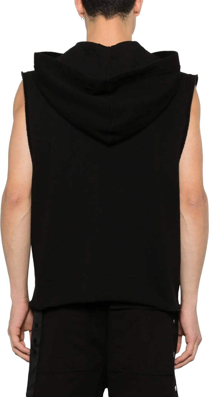 Rick Owens Top In Felpa Hooded Tunic Black Zwart
