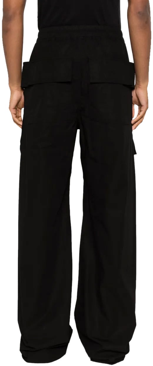 Rick Owens Pantaloni Creatch Wide Cargo Drawstring Black Zwart