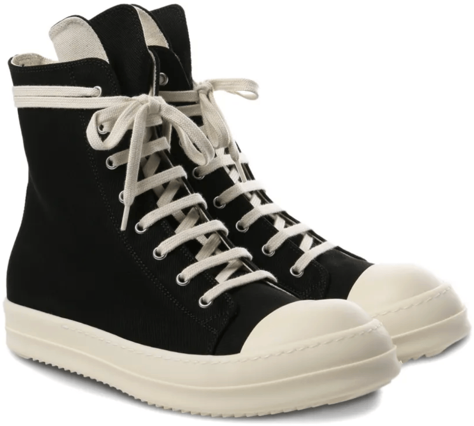 Rick Owens Denim Sneaks Black/milk/milk Zwart