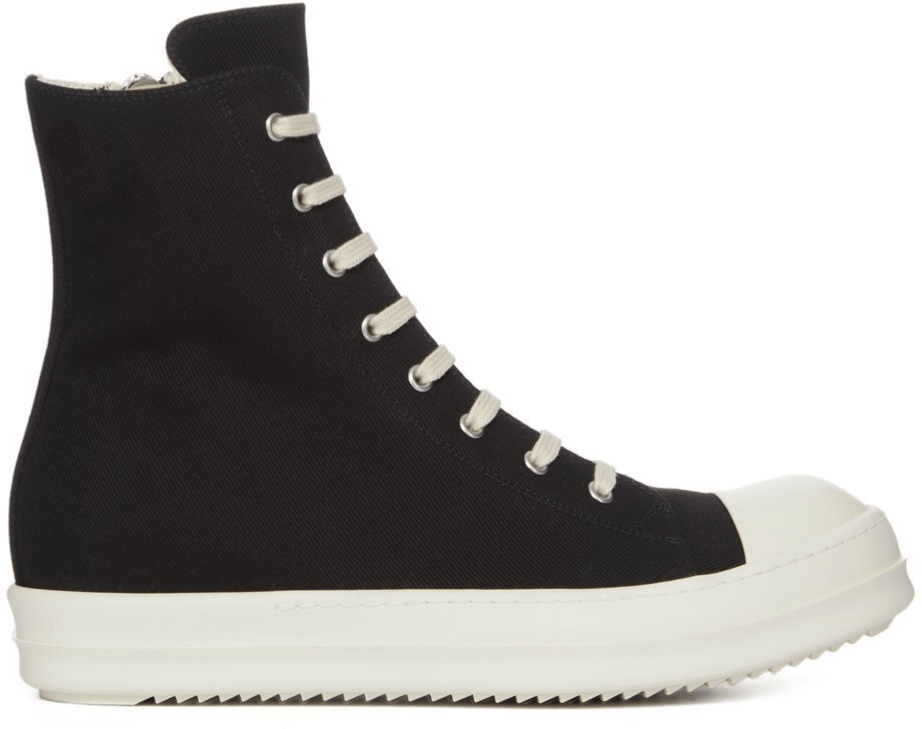 Rick Owens Denim Sneaks Black/milk/milk Zwart