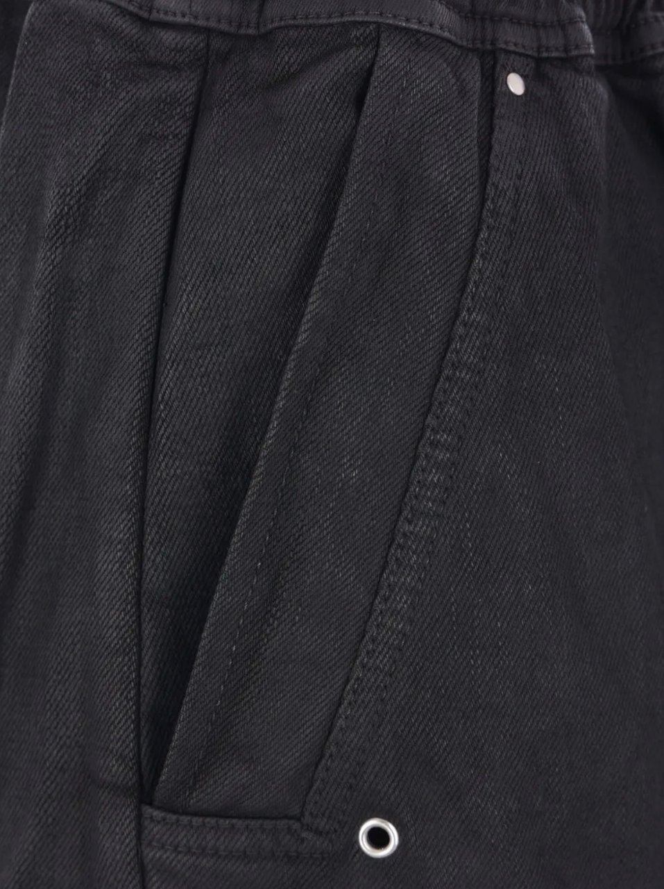 Rick Owens Denim Double Cargo Jumbo Belas Black Wax Zwart