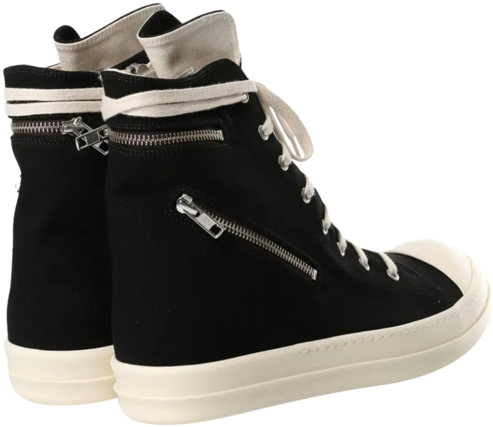 Rick Owens Denim Cargo Sneaks Black/milk/milk Zwart