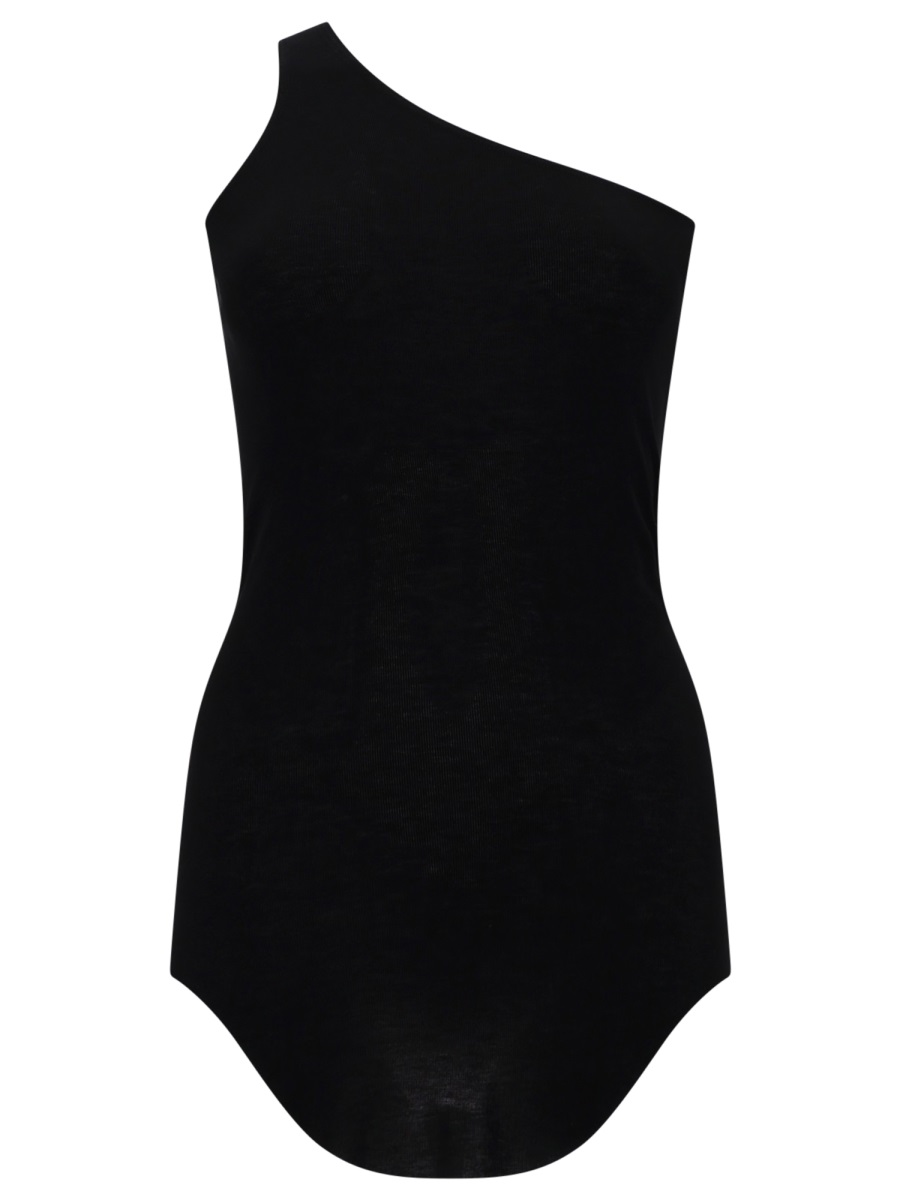 Rick Owens Asymmetrical One-Shoulder Soft Viscose Top Zwart