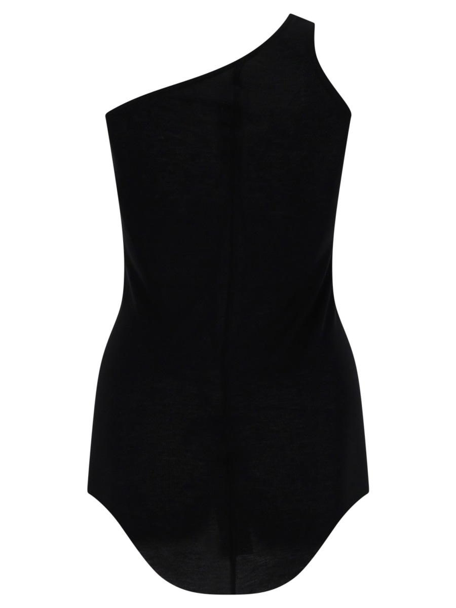 Rick Owens Asymmetrical One-Shoulder Soft Viscose Top Zwart