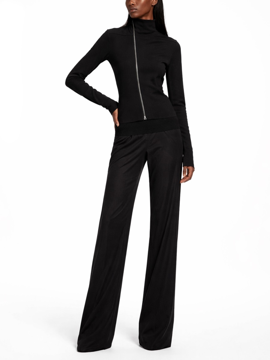 Rick Owens High Waist Floor Length Viscose Pants Zwart