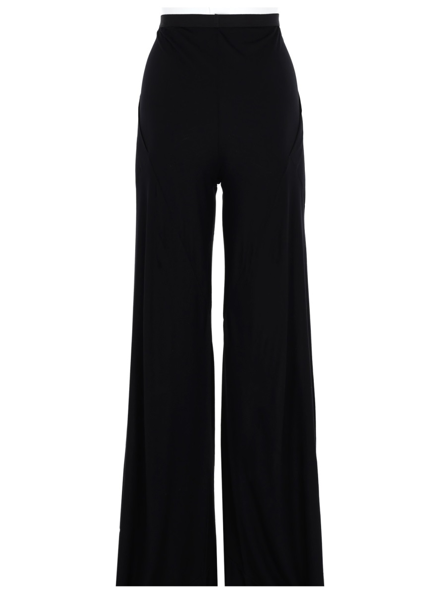 Rick Owens High Waist Floor Length Viscose Pants Zwart