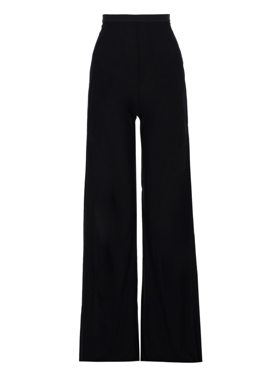 Rick Owens High Waist Floor Length Viscose Pants Zwart