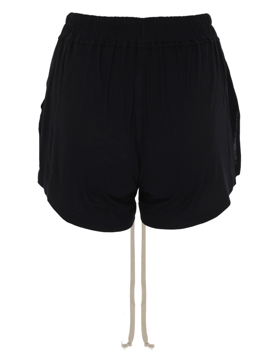 Rick Owens Boxers Viscose Gathered Long Drawstring Shorts Zwart