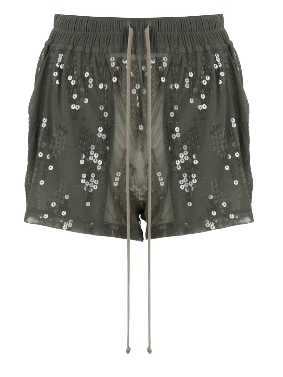 Rick Owens Boxers Scattered Sequins Elastic Waistband Shorts Grijs
