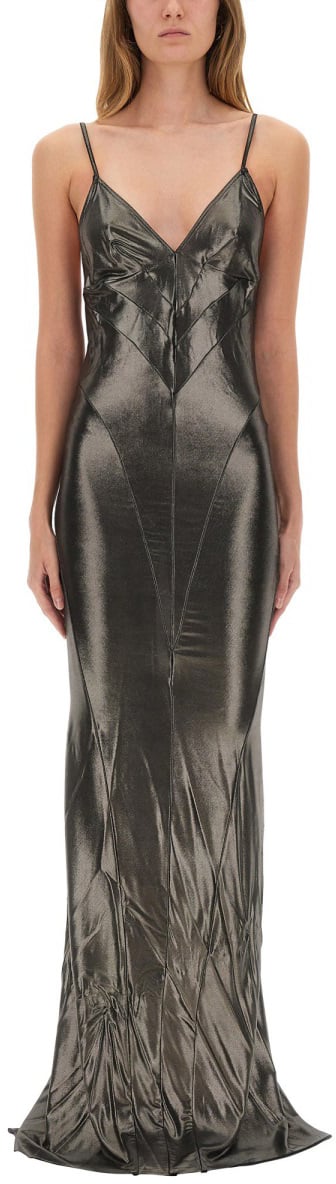 Rick Owens lilies METALLIC LONG DRESS Grijs