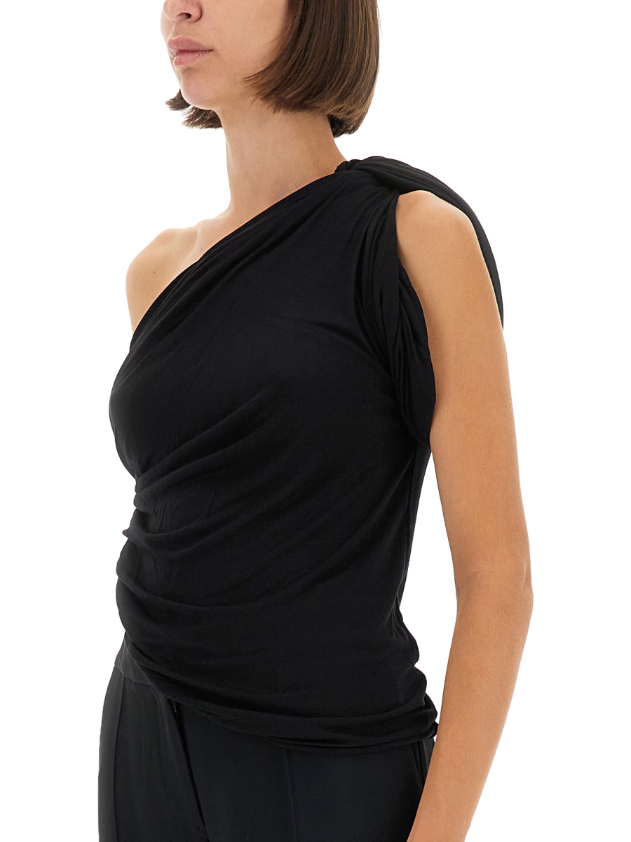 Rick Owens lilies DRAPED ONE-SHOULDER TOP Zwart