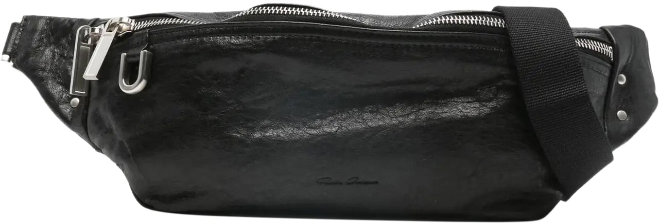 Rick Owens Leather Geo Bumbag Black Zwart