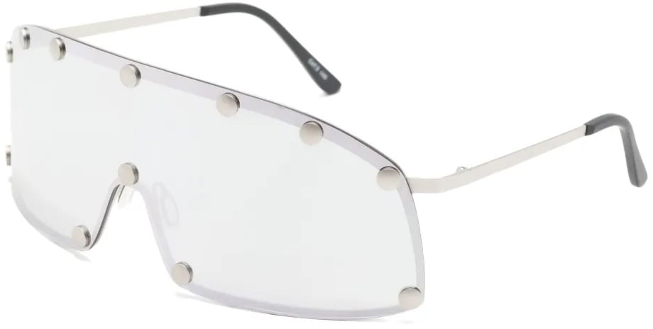 Rick Owens Sunglasses Shielding Silver Temple/silver Lens Zilver