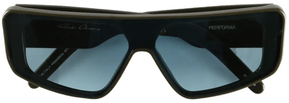 Rick Owens Sunglasses Performa Olive Temple/amazonite Lens Zwart