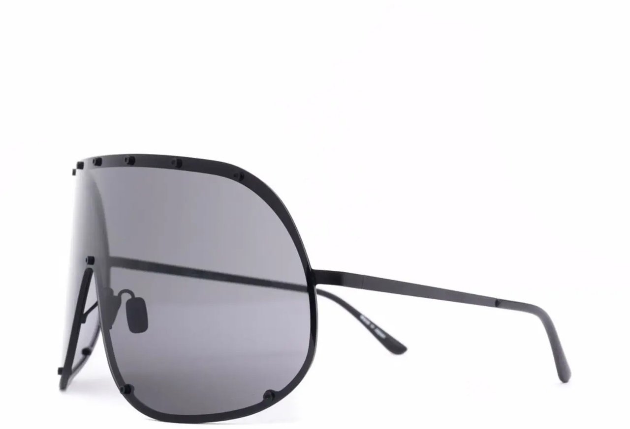 Rick Owens Sunglasses Shield Blk Temple/blk Lens Zwart