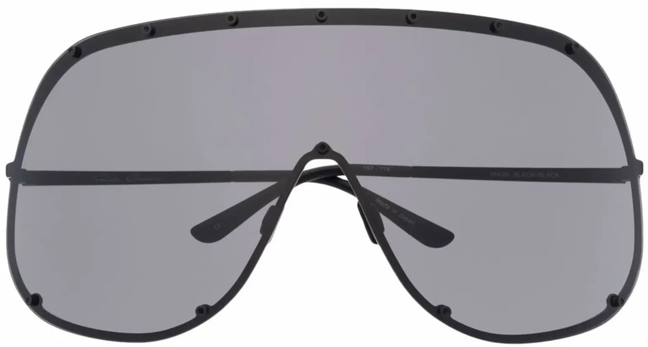 Rick Owens Sunglasses Shield Blk Temple/blk Lens Zwart