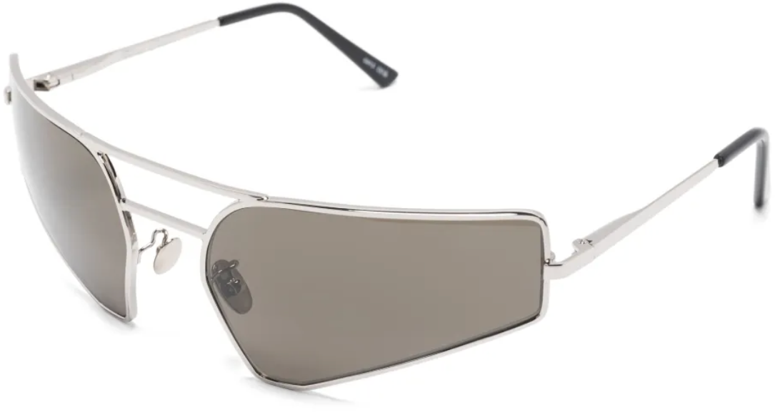 Rick Owens Sunglasses Prong Silver Temple/black Lens Zwart