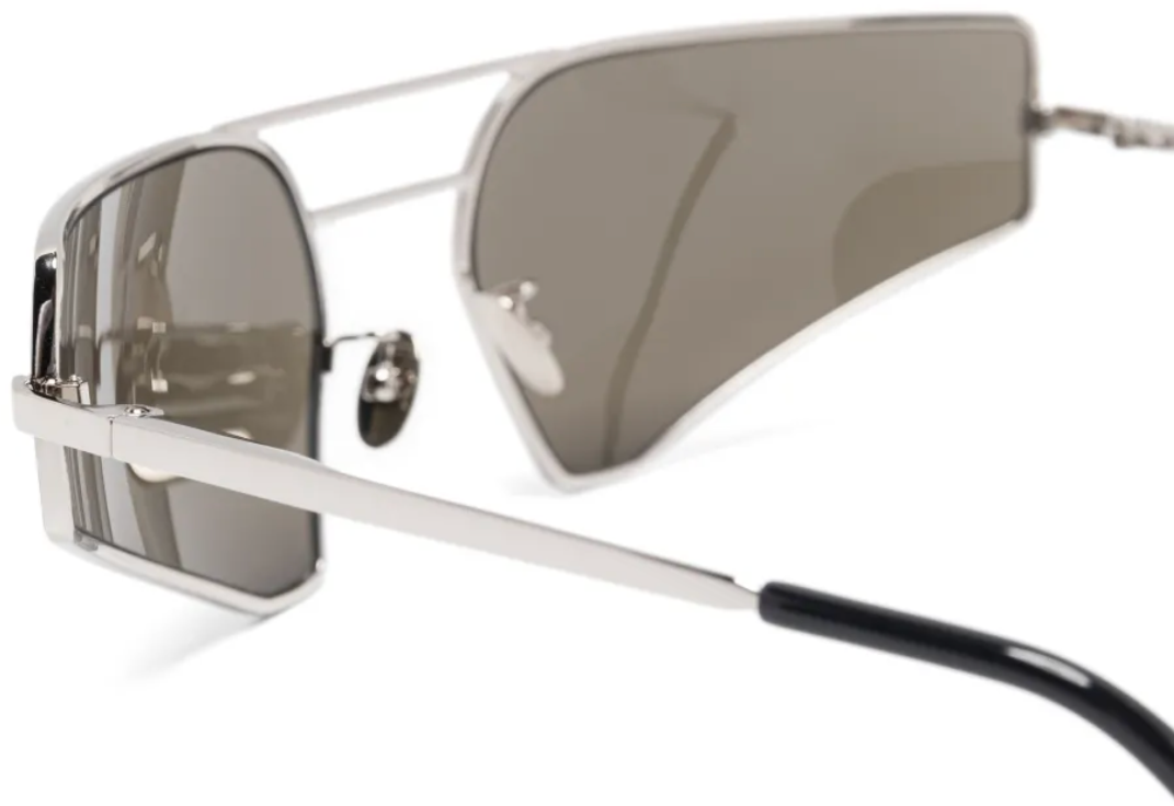 Rick Owens Sunglasses Prong Silver Temple/black Lens Zwart