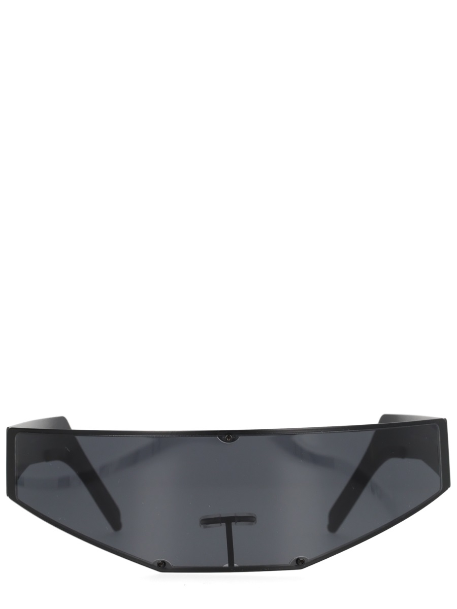 Rick Owens Black Angular Stainless Steel Sunglasses Grijs