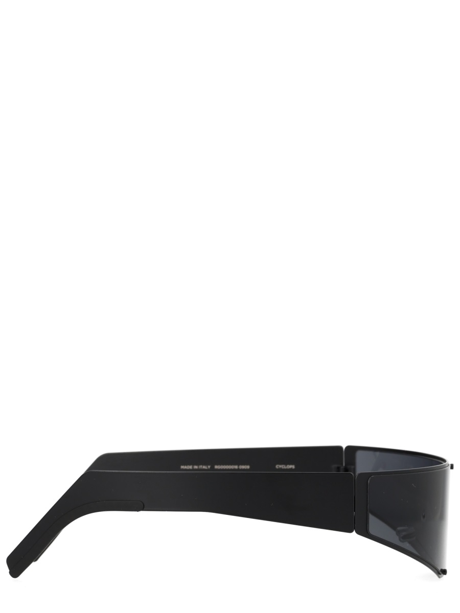 Rick Owens Black Angular Stainless Steel Sunglasses Grijs