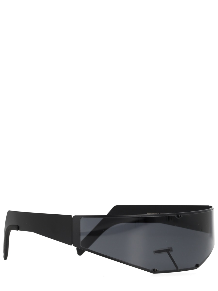Rick Owens Black Angular Stainless Steel Sunglasses Grijs