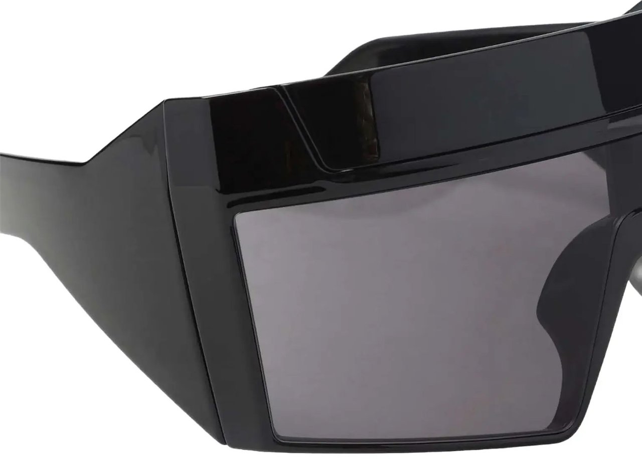 Rick Owens Sunglasses Rev Shiny Black Temples/black Lens Zwart