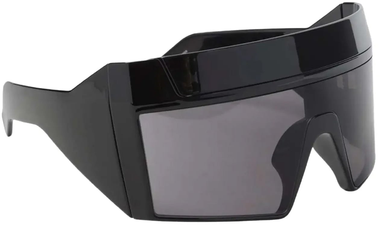 Rick Owens Sunglasses Rev Shiny Black Temples/black Lens Zwart