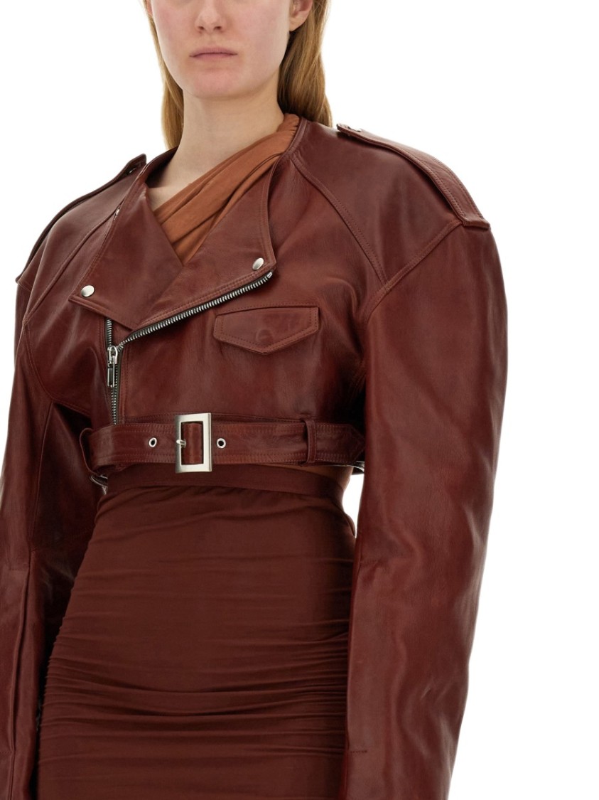 Rick Owens Leather Jacket Maroon