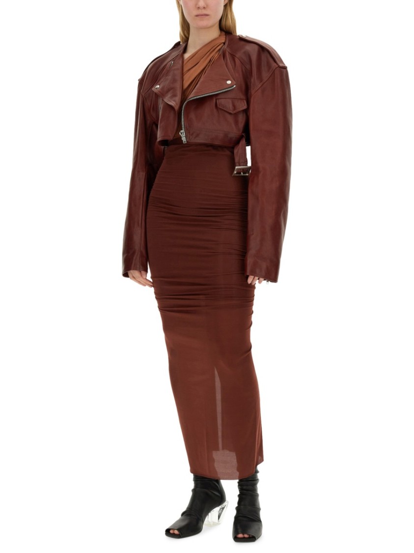 Rick Owens Leather Jacket Maroon