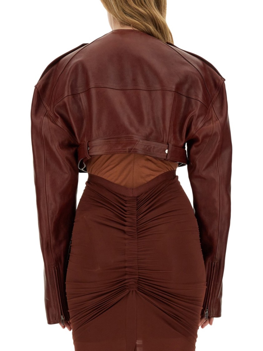 Rick Owens Leather Jacket Maroon