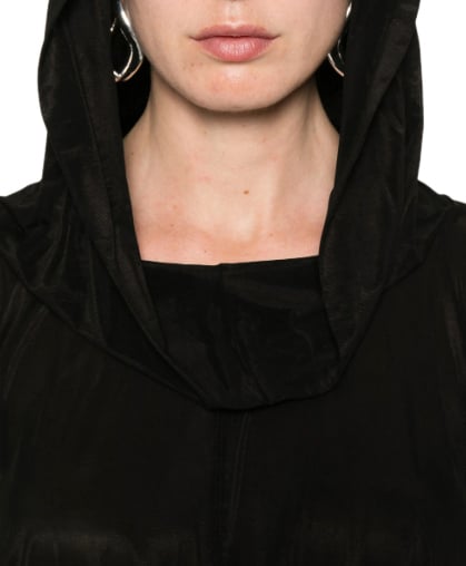 Rick Owens T-shirt Cropped Hooded Tunic Black Zwart