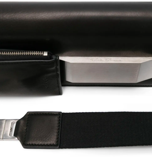 Rick Owens Clutch In Pelle Griffin Baguette Black Zwart