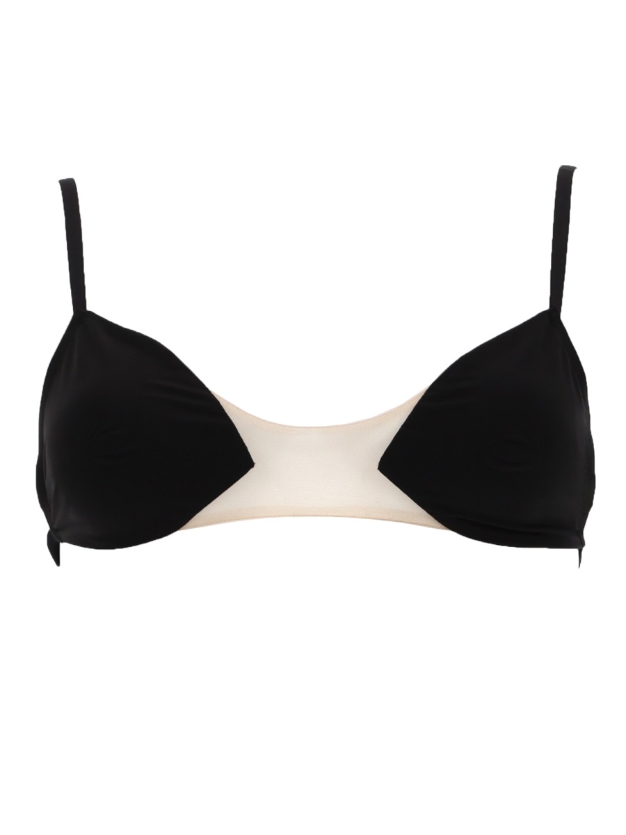 Rick Owens Mesh Bra with Sheer Nude Panel Zwart