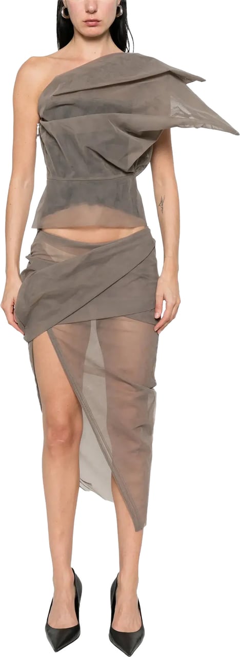 Rick Owens Gonna Draped Calf Skirt Dust Bruin