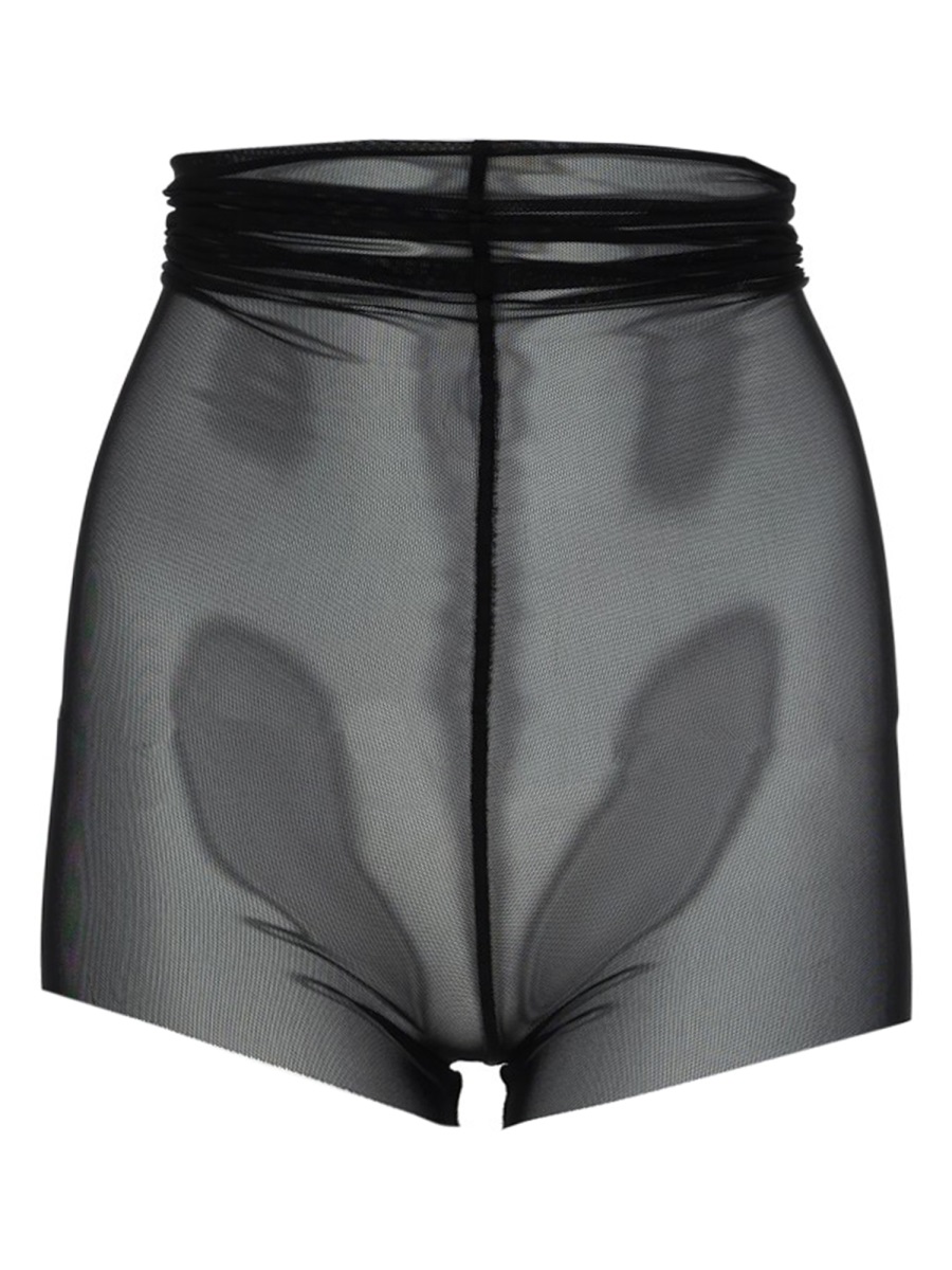 Rick Owens Mesh Fabric Ruched Waistband Shorts Grijs