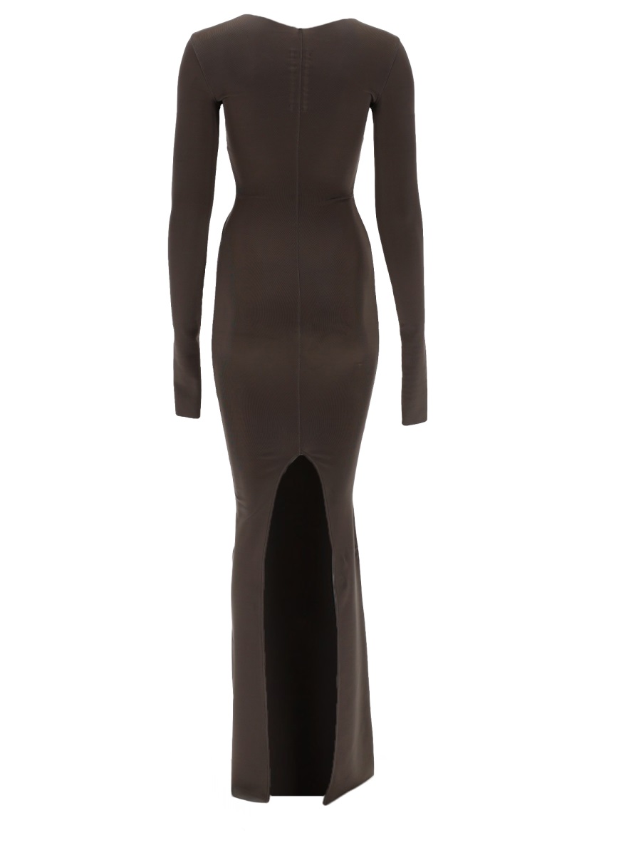 Rick Owens Black High Neckline Back Slit Gown Zwart