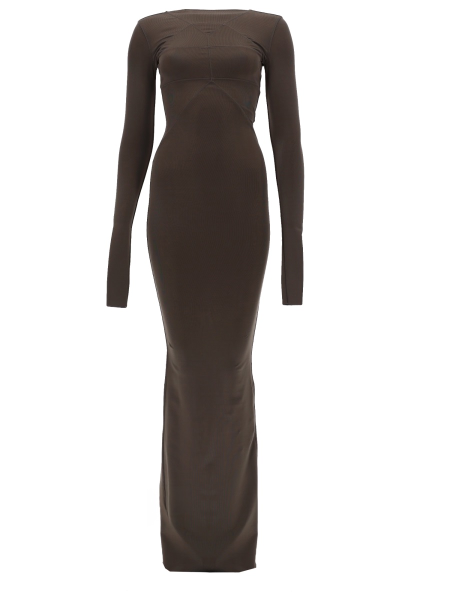 Rick Owens Black High Neckline Back Slit Gown Zwart