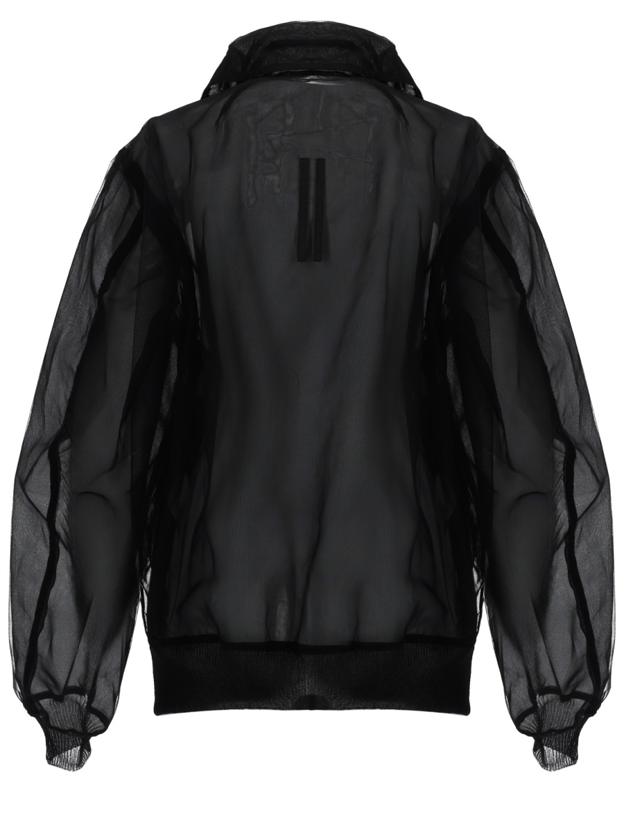 Rick Owens Dracucollar Flight Sheer Translucent Bomber Jacket Zwart