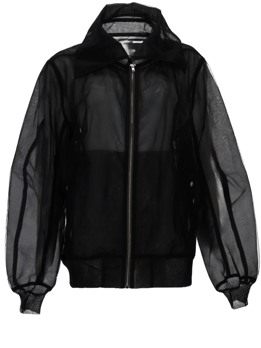 Rick Owens Dracucollar Flight Sheer Translucent Bomber Jacket Zwart