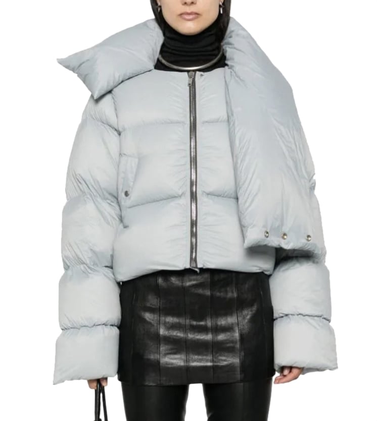 Rick Owens Funnel Neck Jkt Pale Blue Blauw